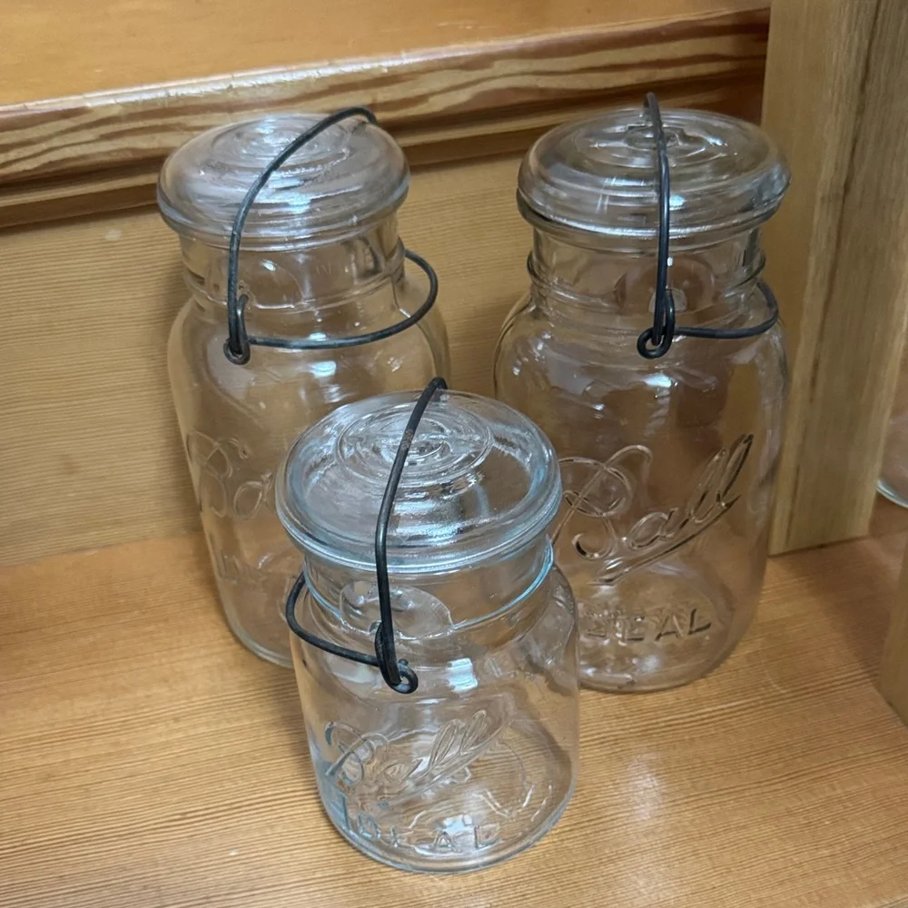 Ball Ideal Clear Glass Storage Jars Set of 3